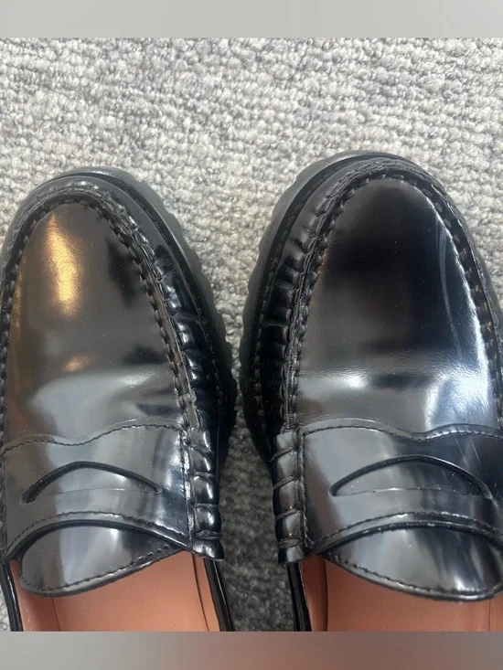 J Crew Winona lug-sole penny loafers in black spazzolato leather - Picture 7 of 7